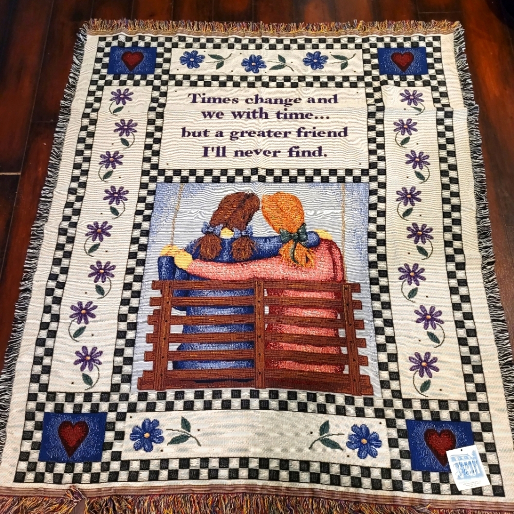 Friendship Tapestry Blanket with Floral Design 52×61